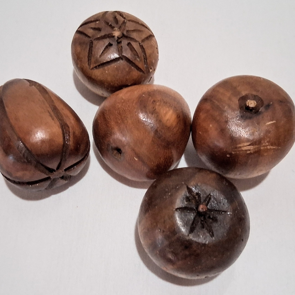 Set of Carved Wooden Decorative Fruit - 5 Pieces